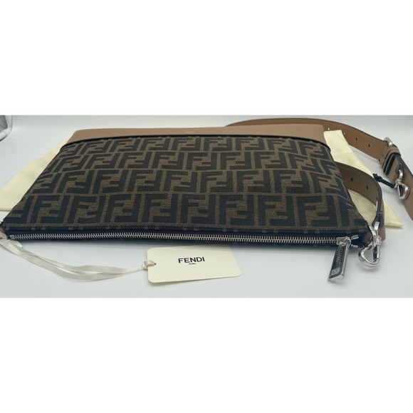 NEW FENDI FF LOGO ZIP CLUTCH SHOULDER BAG NWT! - Picture 13 of 16
